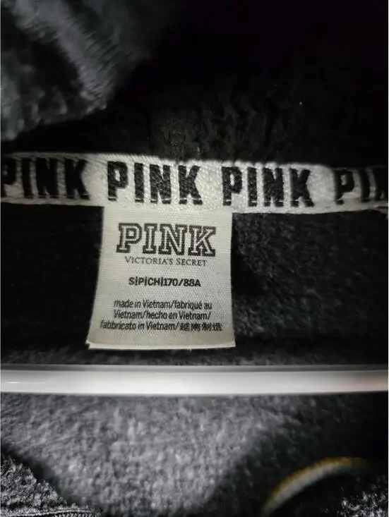 Victorias Secret Pink Rare Embroidered Dog Logo Quarter Zip Hooded Jacket SMALL - Picture 5 of 7